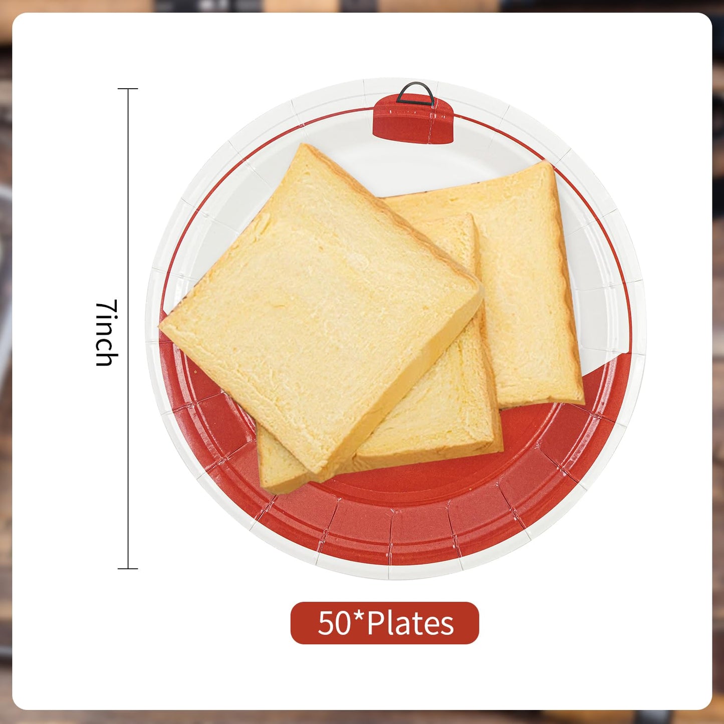 HFBOBP 50PCS Gone Fishing Paper Plates, 7 Fishing Themed Party Dessert Plates Disposable Luncheon Plate Birthday Parties Plate