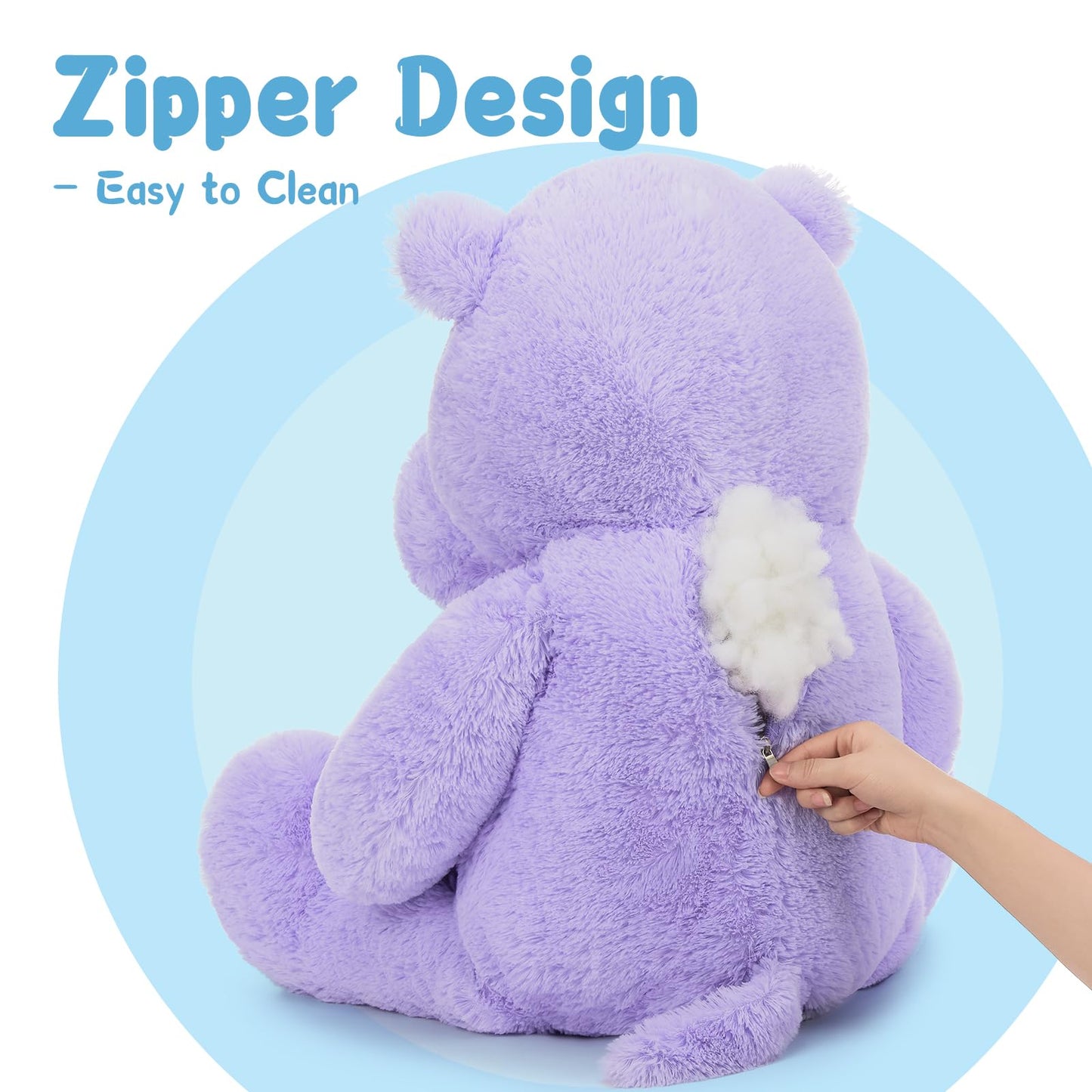 BENINY Giant Hippo Stuffed Animal - 36" Plush Toy, Soft Microfiber, Purple, Cute Jumbo Gift for Kids