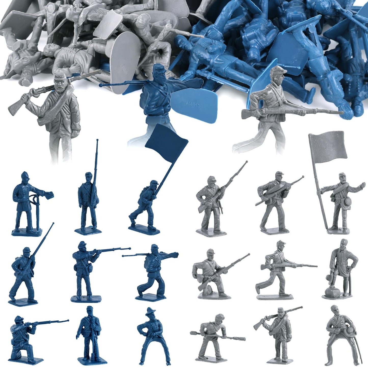 LovesTown 80PCS Army Men Toy Soldiers  Plastic Civil War Army Men Military Action Figures Toy for Kids Classroom Projects History Class Lessons  Birthday Gift