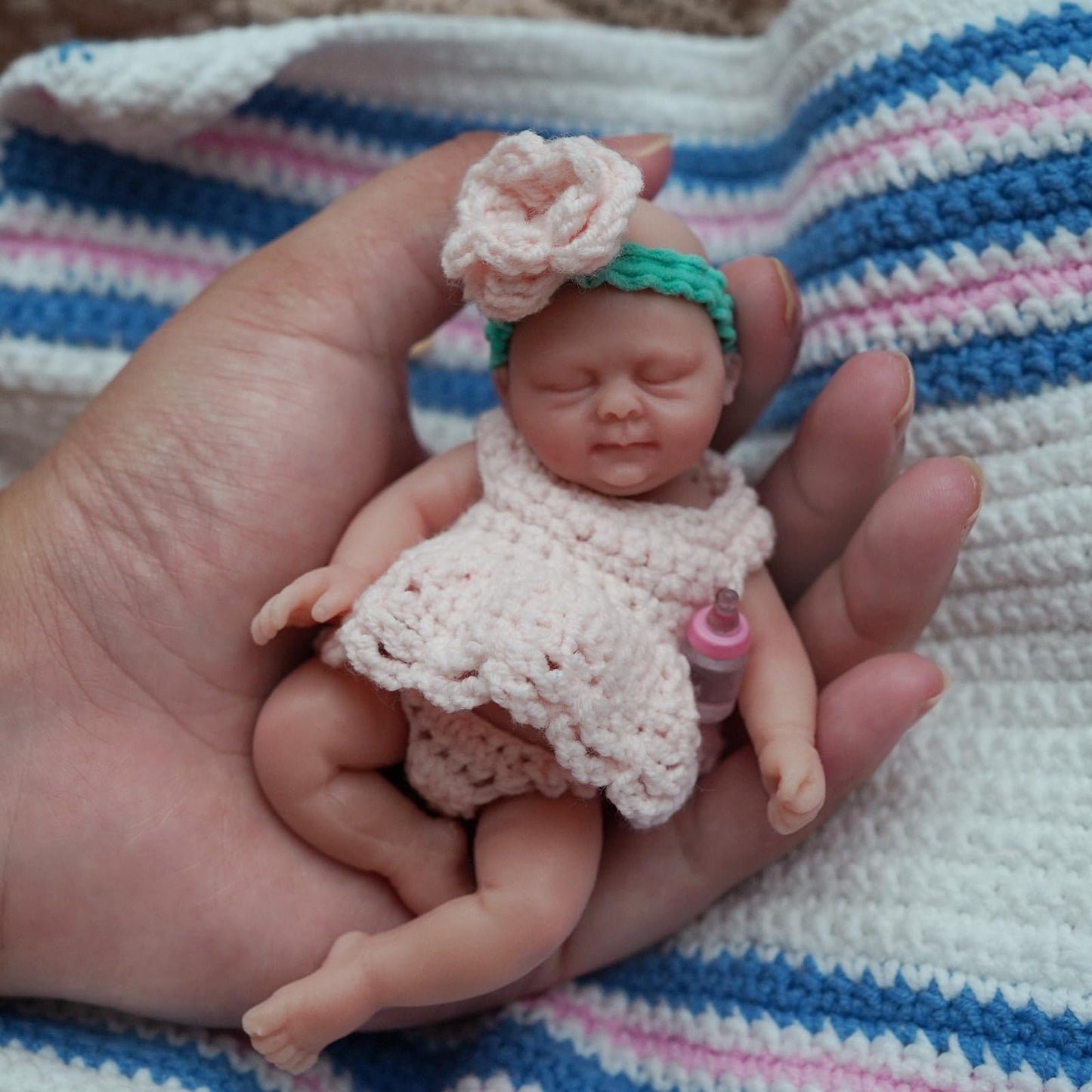 Newtotlove 4.5'' Girl Reborn Doll Micro Preemie Full Body Silicone 13Cm Baby Doll Lifelike Mini
