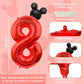 Lebery Mouse Number 8 Balloon 40 Inch Red Number 8 Balloon Mini Mouse Head Balloon For 8Th Birthday Party, Black Red Large Number 8 Foil Balloon For Baby Shower Anniversary Supplies Decorations