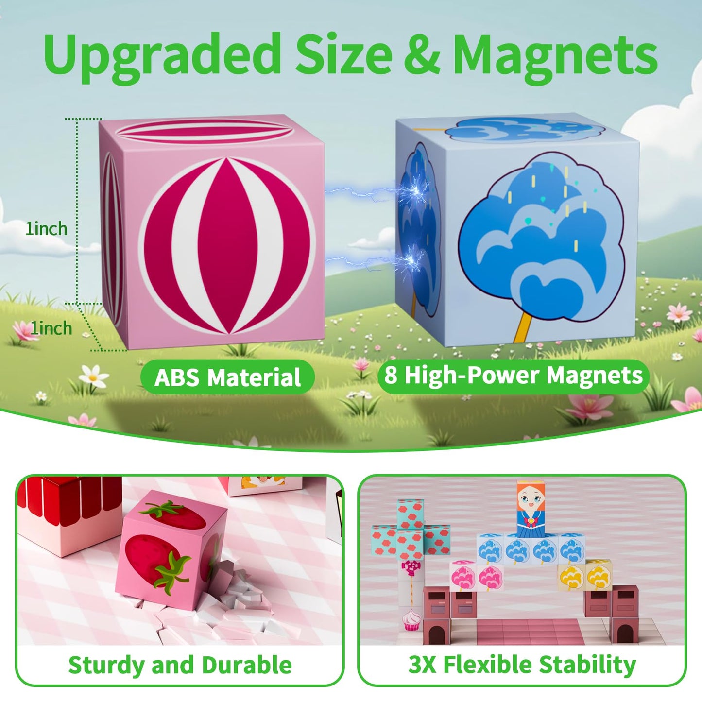 Juangu Magnetic Building Cubes For Kids, 162Pcs Stem Educational Toys, Magnetic Blocks Set For Ages 3-12, Creative Construction