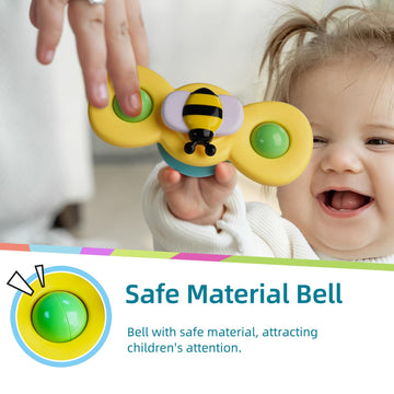 Likee Strong Suction Cup Fidget Spinnerz Sensory Bath Toys For Baby 12 18 Months Airplane Car Travel Table & Window Toys For 1 2 Years Old Toddler Boys And Girls (Insect-1)