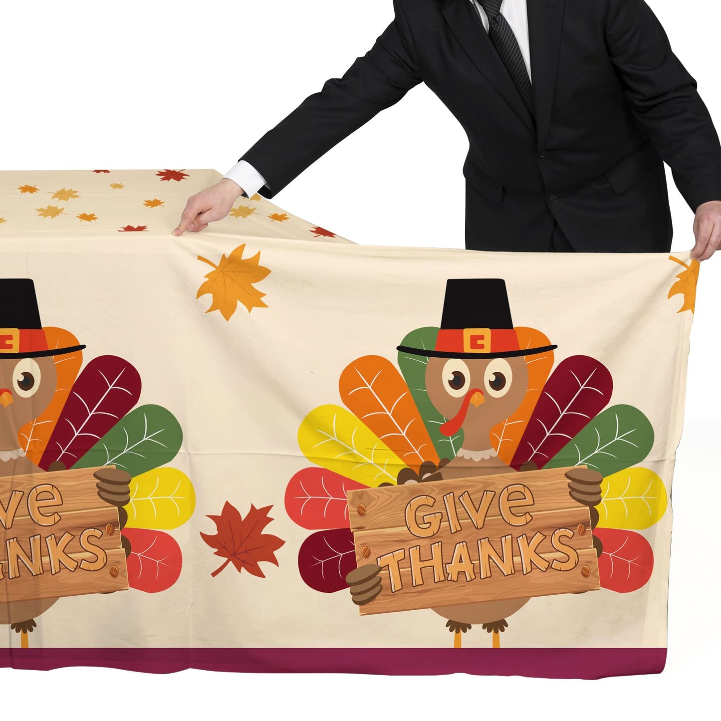Gatherfun Turkey Thanksgiving Decorations, Disposable Tablecloth, Plastic Table Cover for Autumn Party Decorations and Thanksgiv