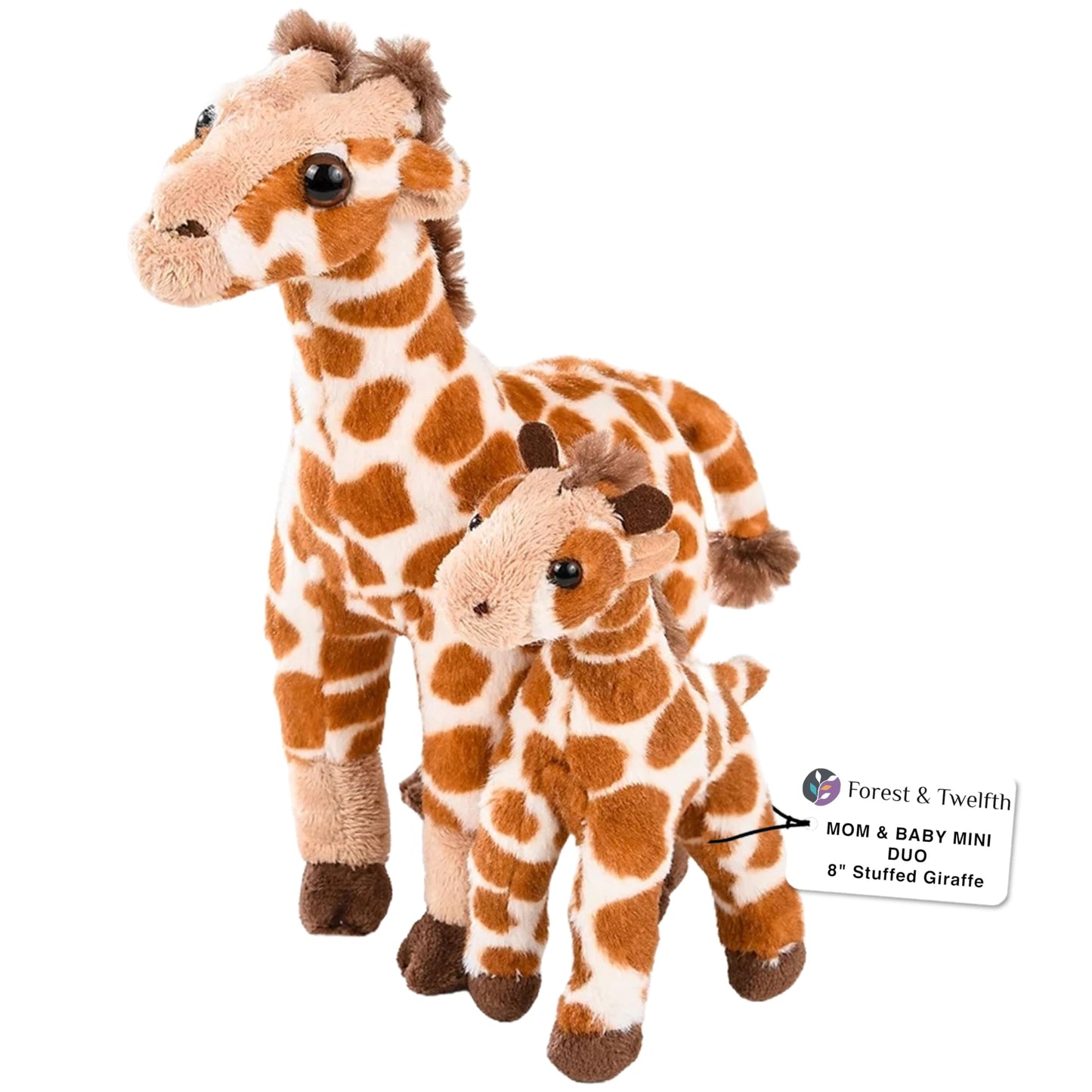 Forest & Twelfth Mom And Baby Mini Giraffe, Stuffed Animals For Boys And Girls, Safari Baby Shower Decorations, Nursery Decor, Zoo Animals For Toddlers, Soft Stuffed Giraffe Toy, Huggable (Giraffe)
