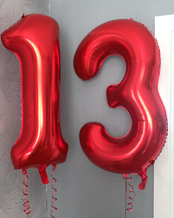 40 Inch Red 13 Number Balloons Giant 13 Or 31 Balloons Red Birthday 13 Balloons 13Th Birthday Anniversary Events Party Decoratio