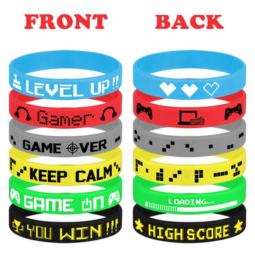 TUPARKA 36 Pcs Video Game Silicone Wristbands Game Party Supplies for Birthday Party Baby Shower Party Favors, 6 Styles