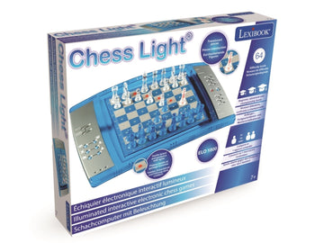 Lexibook Chesslight®, Electronic Chess Game With Touch-Sensitive Keyboard And Light And Sound Effects, 32 Pieces, 64 Levels Of Difficulty, Battery Or Plug, Blue/Grey, Lcg3000