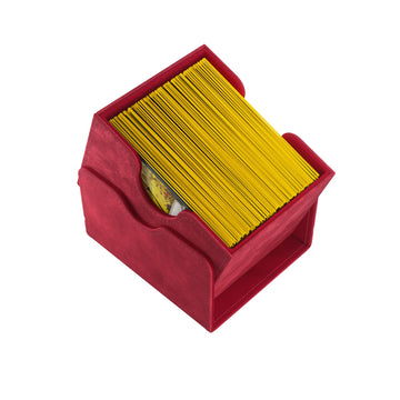 Sidekick 100+ Xl Convertible Deck Box - Sideloading Card Storage Box With Removable Cover, Holds 100 Double-Sleeved Cards In Extra Thick Inner Card Sleeves, Red Color, Made By Gamegenic