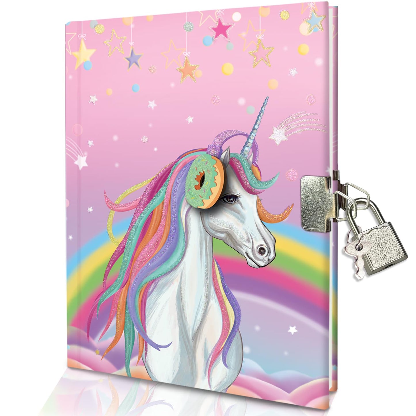 Ginmlyda Girls Diary With Lock For Kids, 7X5.25 Inches 112 Lined Pages Secret Unicorn Notebook For Girls Journal With Lock For K