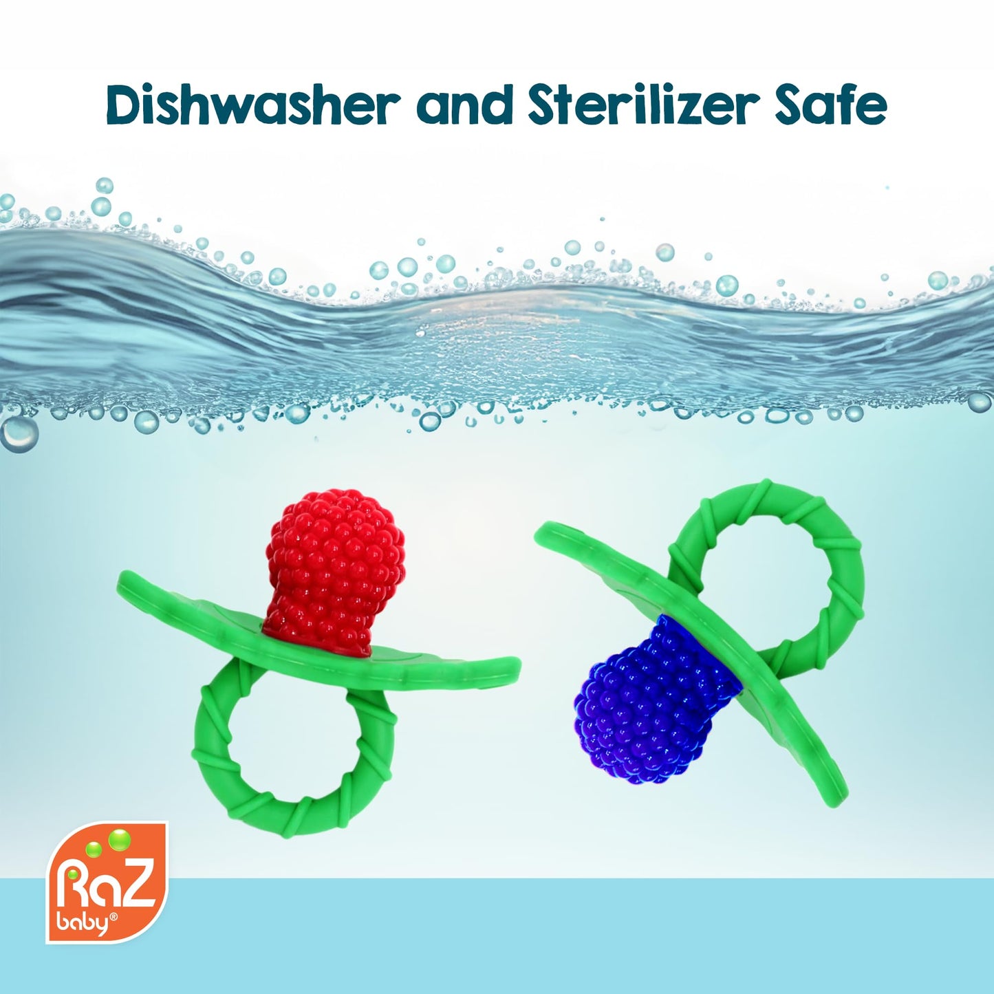 RaZbaby RaZberry Silicone Teether Pacifier - Teething Relief for Infants, Food-Grade, BPA-Free, Hands-Free, Natural Berrybumps F