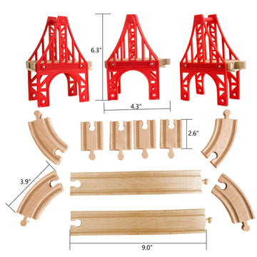 Wooden Train Bridges, 3 Suspension Bridge, Wooden Train Track Accessories, Wooden Train Track, Train Tracks Compatible with All