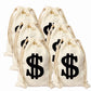 6Pack 6.3 X 9 Inches Money Bag - Prop Dollar Sign Carrying Sack For Toy Party Favor, Bank Robber Pirate Cowboy Cosplay Theme Par