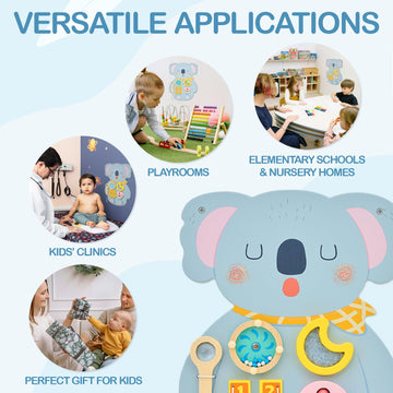 Monlurd Wooden Koala Sensory Wall Toy, Busy Board For Toddlers, Montessori Sensory Wall Panel For Kids, Ideal For Classroom, Pla