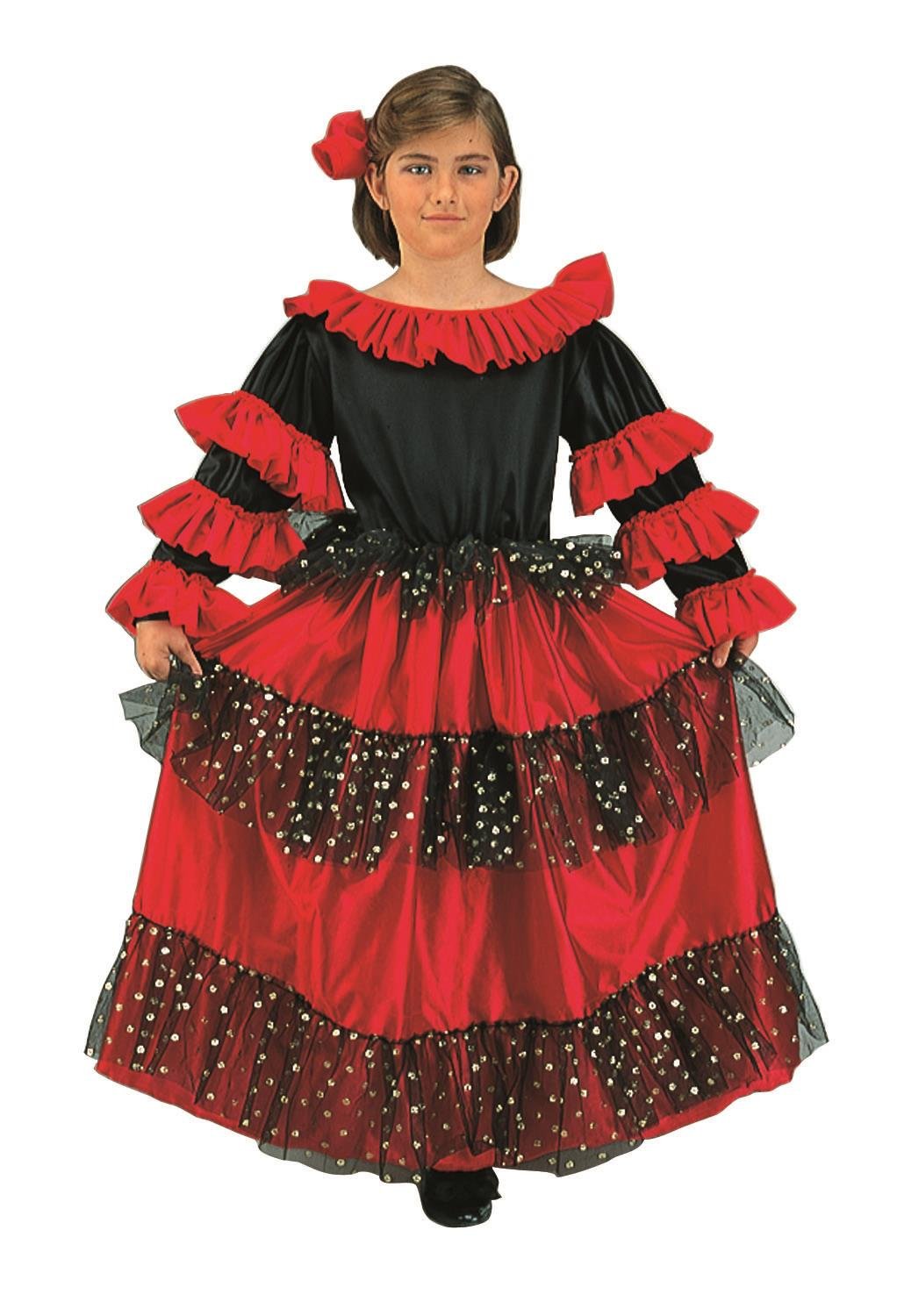 Child Small RED/BLACK 4-6 for 4-6 Yrs - Economy Spanish Beauty Child Costume (Runs Small)