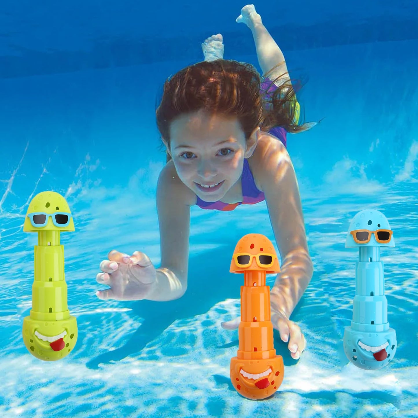 SASBSC Diving Eggs - 3PCS Pool Toys for Kids 4-12, Fun Underwater Training, Medium Size, PVC, Orange/Green/Blue