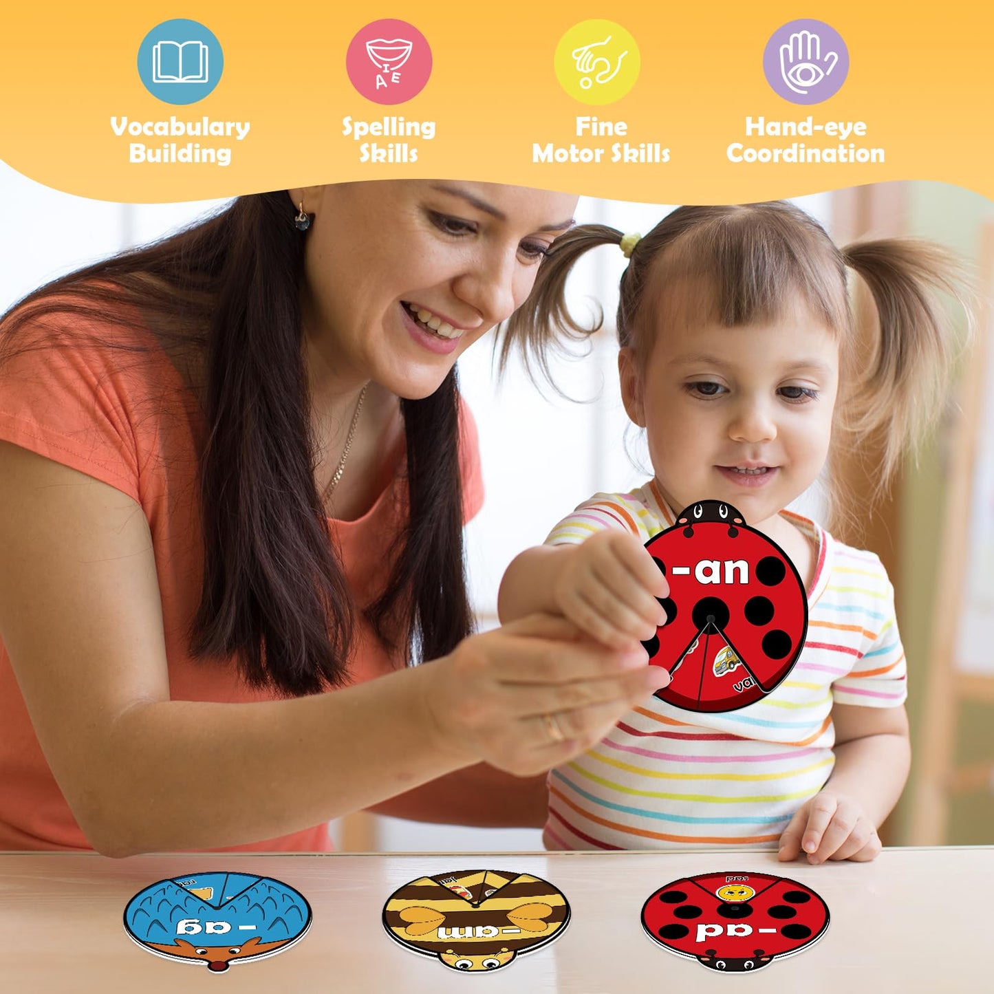 Kasfalci Cvc Word Cards,Cvc Word Games,Phonics Games,Speech Therapy Toys For Toddlers Kids,Learn To Read,Spelling Reading Learni
