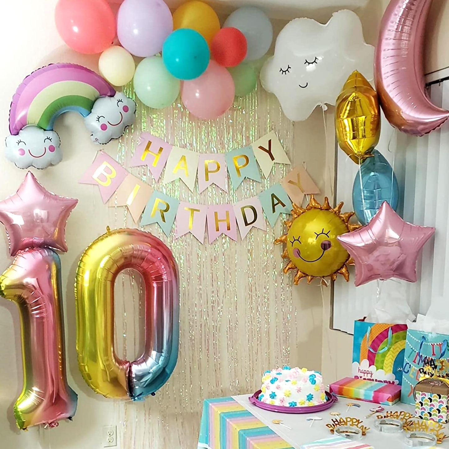 Number Balloon 5 Rainbow 40 Inch Foil Balloon Big Giant Jumbo 5Th Birthday Party Decorations Foil Mylar Helium Kids 0-9 Numbers Balloons For Baby Children