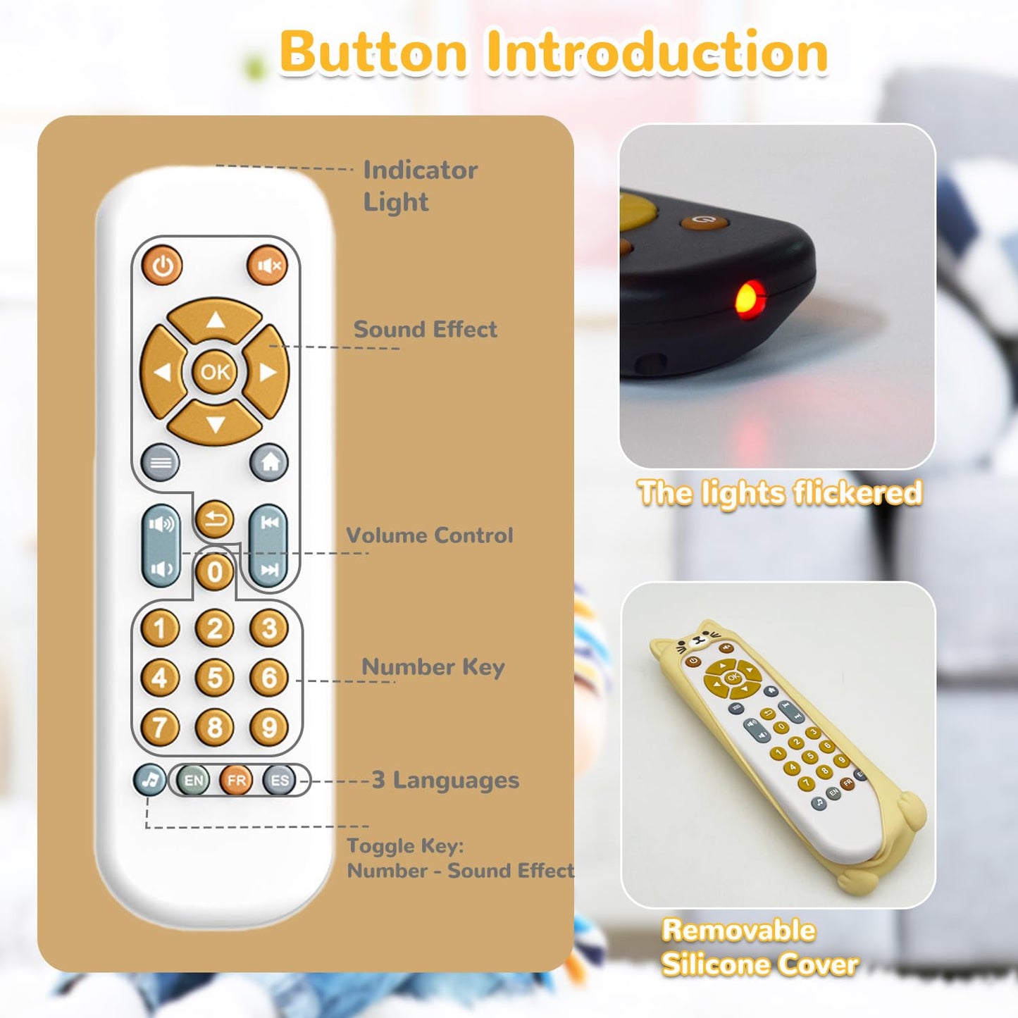 Soft Silicone Musical Teething Toys For Toddlers, Babies, Boys, Girls, 6-12 Months Baby Remote Control Shape Molar Teether Chew