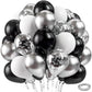 Bezente 12" Black Silver Confetti Latex Balloons, 60pcs Rubber for Birthday, Baby Shower, Wedding, Silver Theme Party Decor