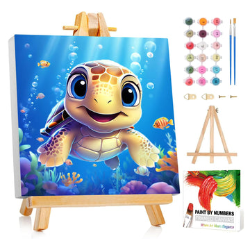Reivworl Paint by Numbers Kit for Kids with Frame and Easel, Dolphin Paint by Number for Kids Age 6-8-12, Acrylic Paint by Numbe