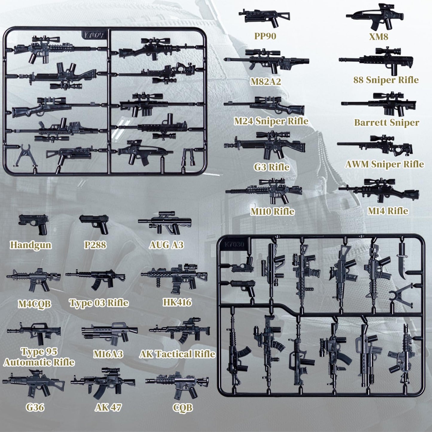 VICVIK  Pack Military Toy Accessories  U.S. Second Edition  Include 50+ Pieces for Army Equipment Gear Sets Pieces  Compatible with Mini Figure of Major Brand