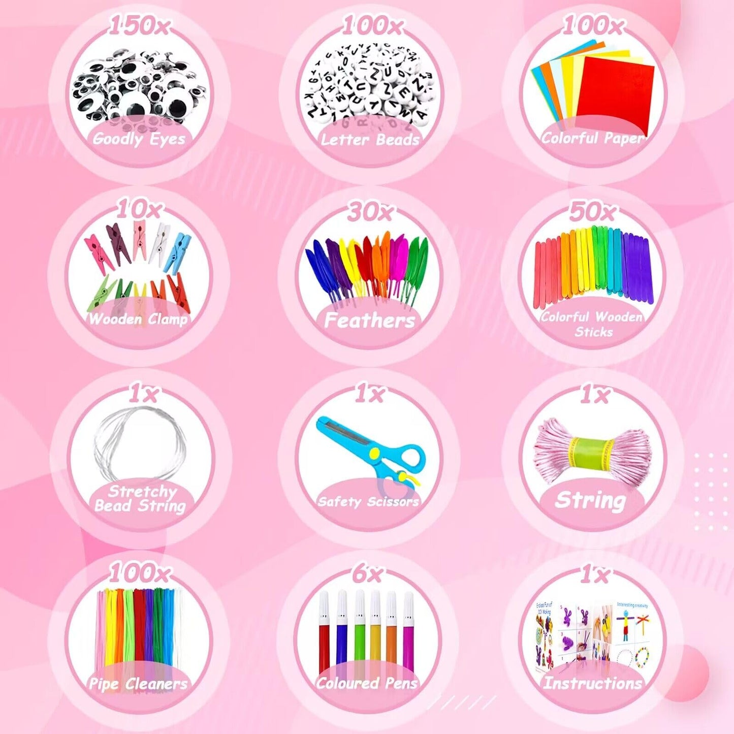 3000 Arts and Crafts Supplies for Kids Craft Kit All in 3 Layered Craft Box with Pipe Cleaners Crafts for Kids Age 4-6, 6-8, 8-1