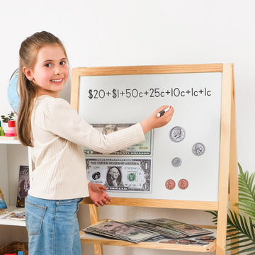Simply magic 57 PCS Jumbo Magnetic Money - Large Play Money for Kids for Learning, Pretend Money for Classroom Teaching, Toy Mon