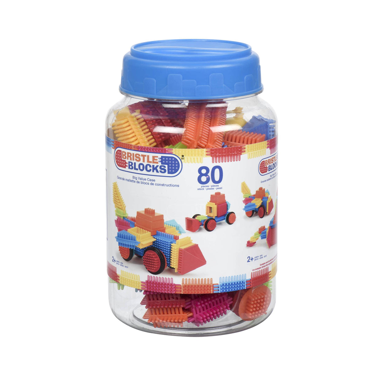 Battat Bristle Blocks STEM Interlocking Building Blocks 80 pc Playset Reusable Storage Bucket Developmental Toys for Toddle