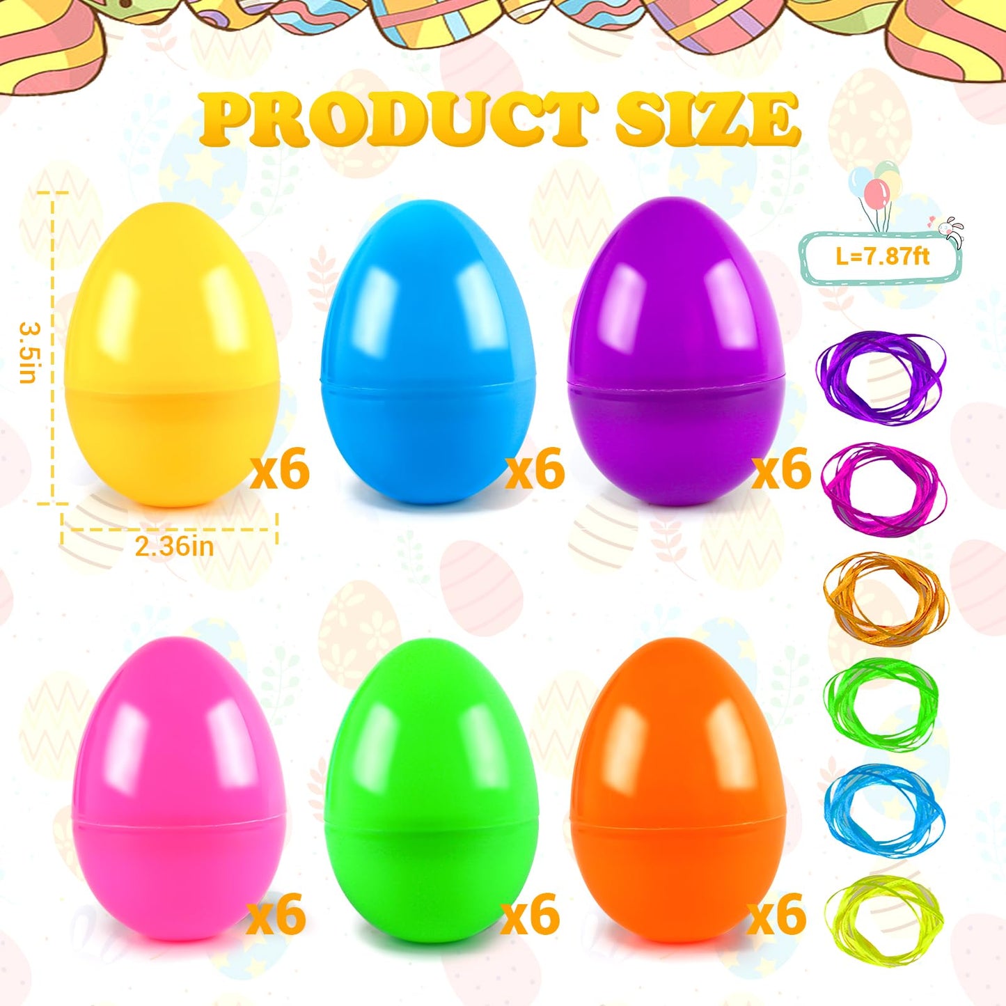 Rosaui 3.5    Fillable Easter Eggs, 36Pcs Empty Plastic Eggs - 6 Bright Colors - Holiday Candy & Surprises Gift Box - Easter Bas