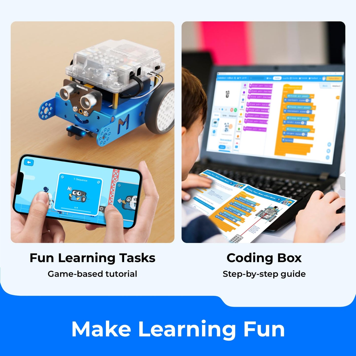 Makeblock Mbot Robot Kit With Scratch Coding Box, Stem Projects For Kids Learn To Code With Scratch Arduino, Programmable Robot