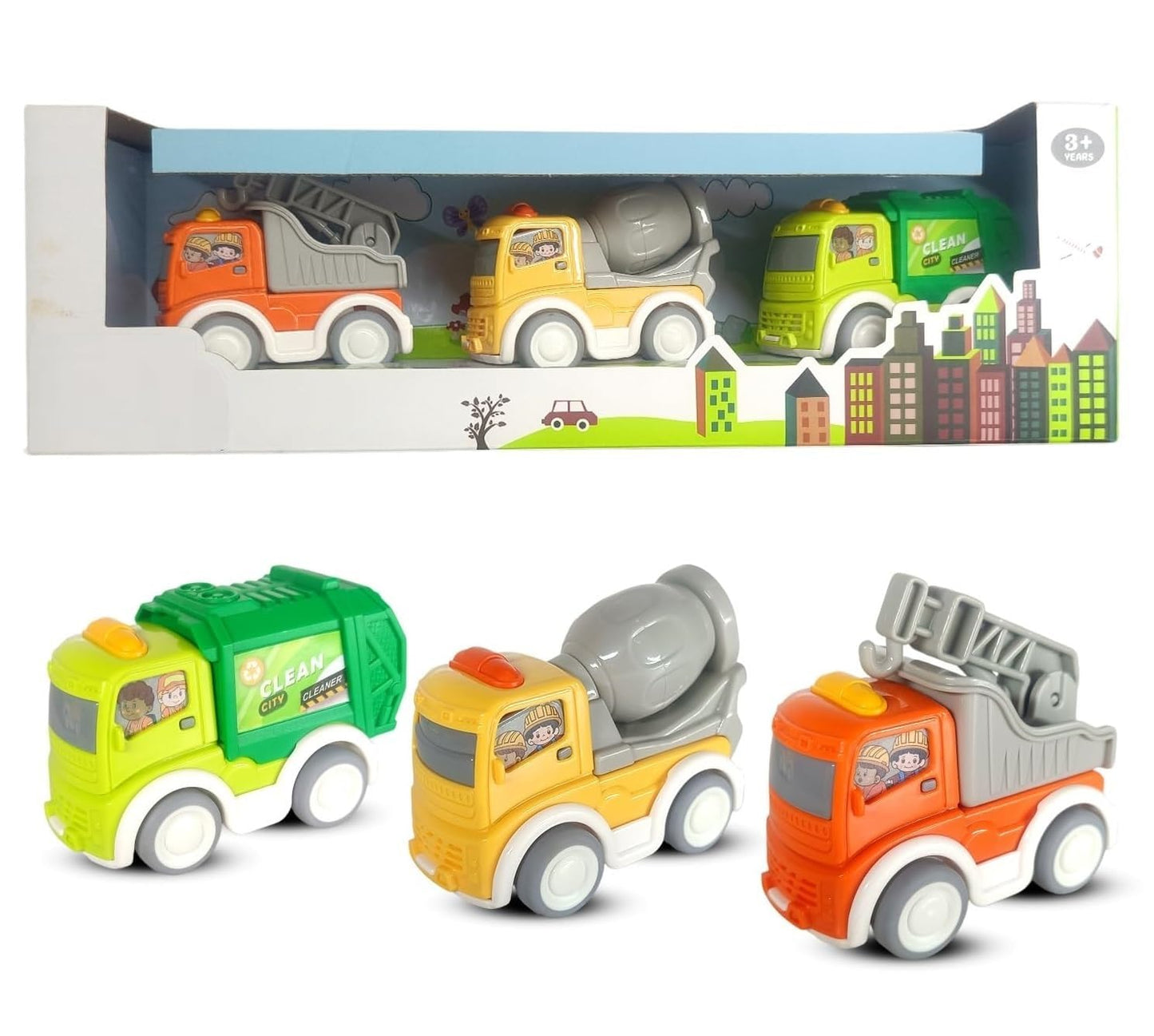 Galaxy Hi-Tech Construction City Vehicle Toy Set - Set Of 3 Pull Back Vehicles For Kids 3+ Years - Enhances Hand-Eye Coordinatio