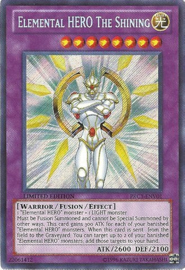 YU-GI-OH! Elemental Hero the Shining PRC1-ENV01 Secret Rare - 2012 Premium Tin, Medium, White, Tin Material