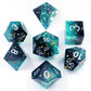 PJOY DND Sharp Edged Dice Set, 7pcs Blue and Black Resin DND Dice Set D&D Polyhedral Dice with Dice Case for Role Playing Dice G