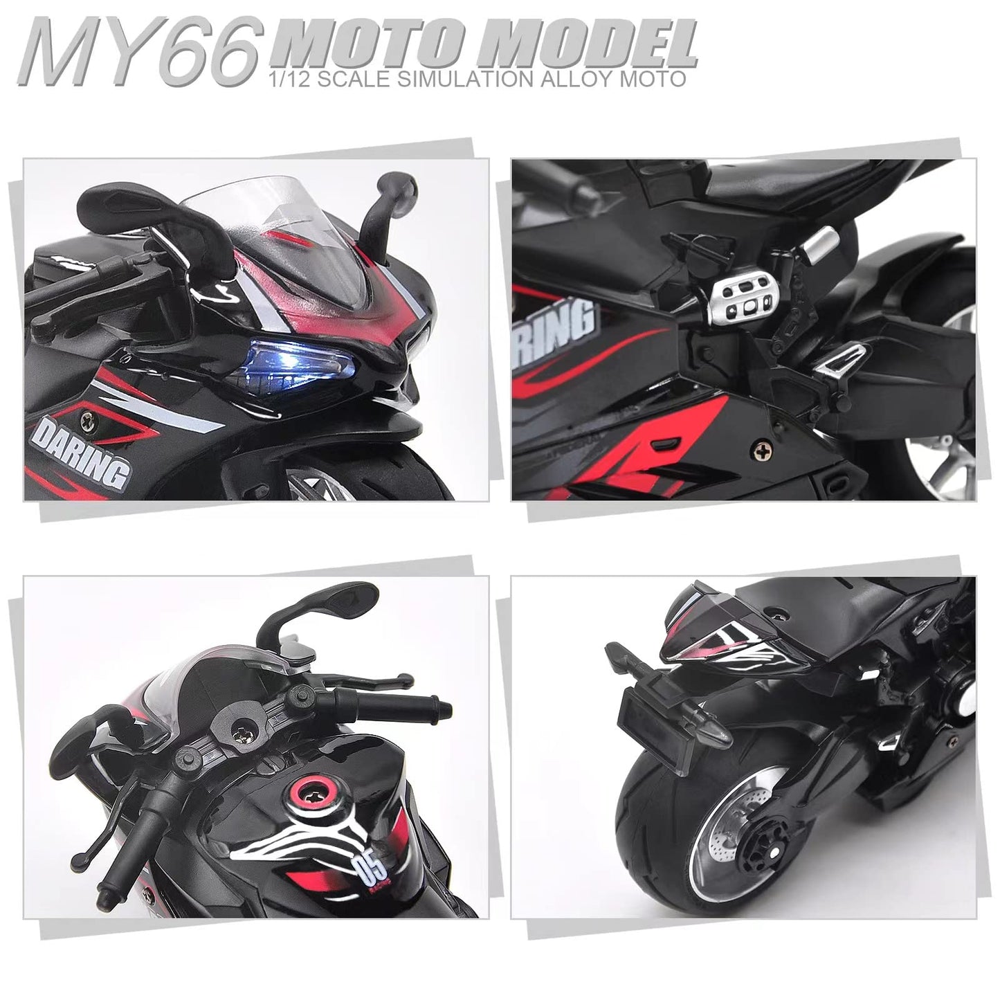 Toy Motorcycle,Pull Back Motorcycle Toy With Sounds And Lights ,1:12 Scale Motorcycle Model Toy For Kids, Pull Back Vehicle For