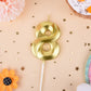 PHD CAKE 2.76 Inch Diamond Gold 8 Number Birthday Candles, Gold Number Candles, Cake Number Candles, Party Celebration