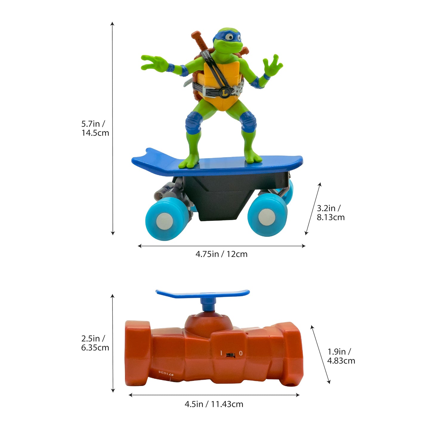 Teenage Mutant Ninja Turtles Leonardo RC Skate Vehicle, 2.4 GHz Remote Control Toy for Kids, Ages 3+, Plastic Construction