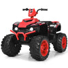 Costzon Kids ATV, 12V Electric Vehicle, Red, 42"x25.5"x29", LED Lights, Treaded Tires, Music & Horn for Boys & Girls