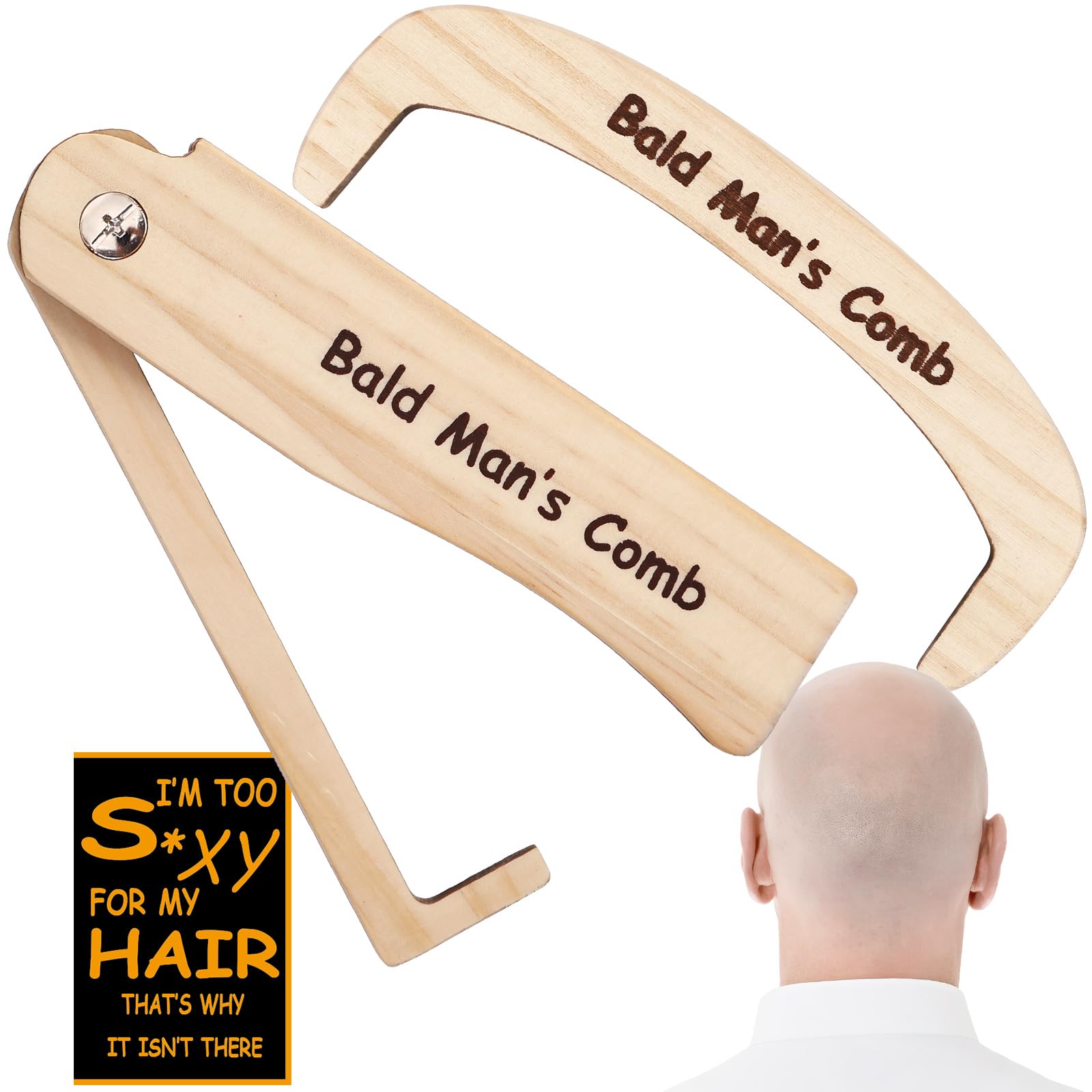 2Pcs Funny Bald Man Comb Funny Gag Gift Card Gag For Bald Man For Men Hair Loss Joke Gift Comb For Bald Man Brush For Bald Mens