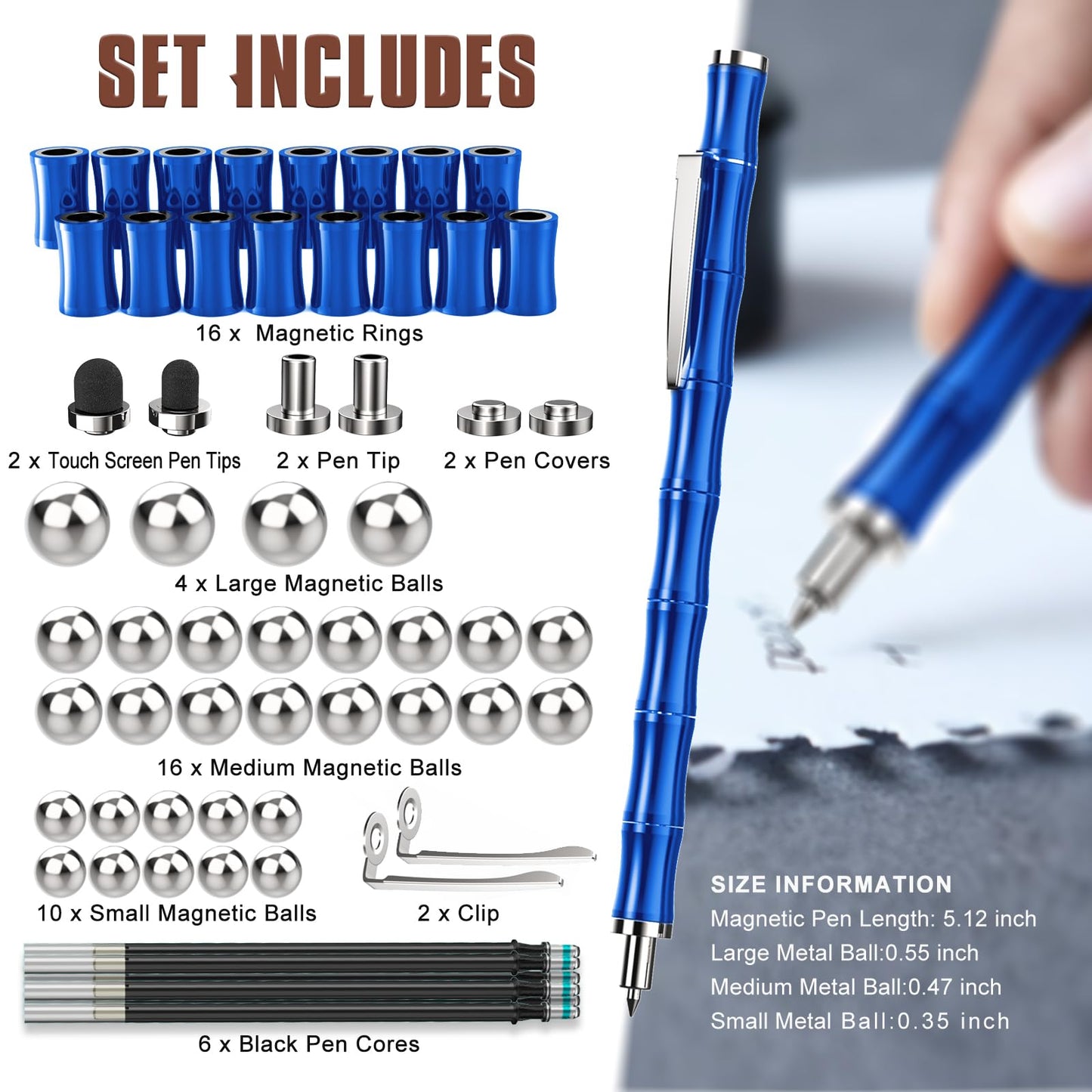 Magnetic Fidget Pen Toys for Teens  Unique Birthday Gifts for Young Men Fun Gifts for Teenage Boys Novelty Christmas Stocking Fillers Gadget for 8 10 11 12 13 14 15 Year Old Boy Engineer Gifts (Blue)