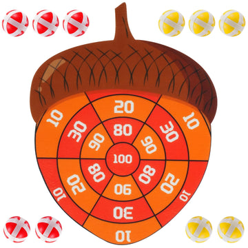 TEASIK Thanksgiving Acorn Dart Board - Fall Crafts for Kids Halloween & Thanksgiving Decorations with 10 Balls Autumn Party Wall Decor for Family Game Night (21.3x16.5 Inch)