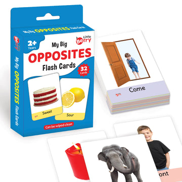 Little Berry Big Flash Cards for Kids: Opposites | 32 Doublesided Picture Cards, Durable & Water Resistant | Early Learning & D