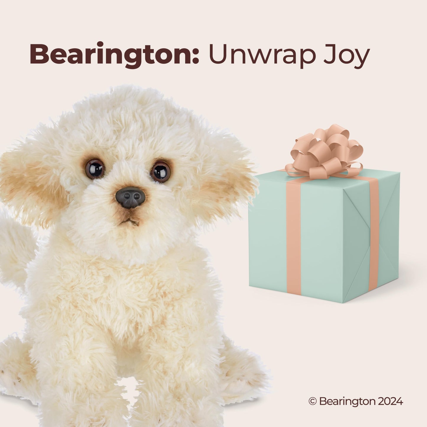 Bearington Collection Plush Dog Stuffed Animal - 13" White Puppy Toy for Kids, Maltipoo & Labradoodle Plushies