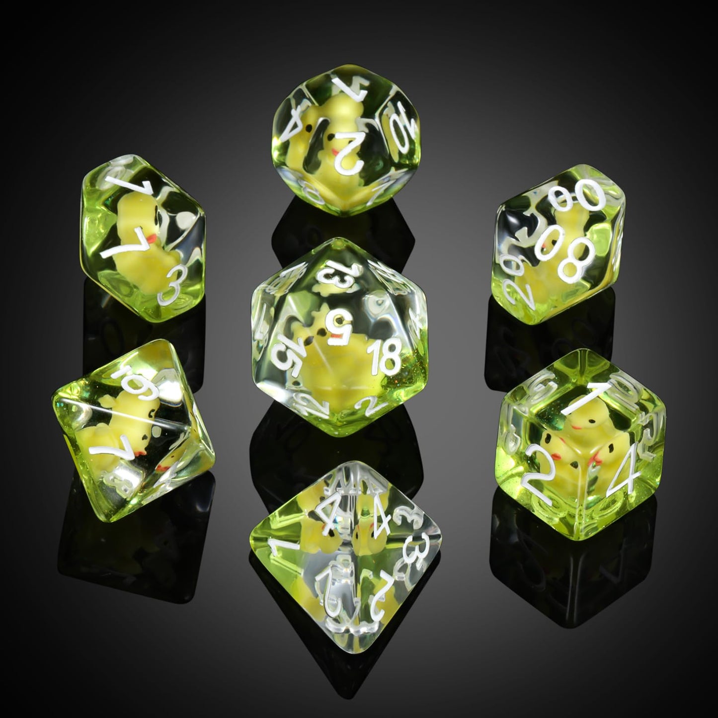 Chicken Dungeons and DragonsDice Set, DNDND 7PCS Resin DND Dice Set with Velvet Bag for D&D Role Playing Games and Tabletop Game