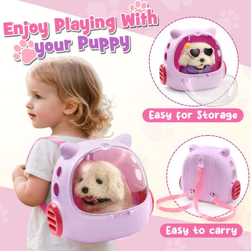 Cleboen 17pcs Robot Dog Toys for Girls Kids Boys 3-6  Realistic Interactive Robot Puppy Dog Plush Toys with Walk & Bark  Pretend Play Puppy Pet Care Playset  3 4 5 6 Year Old Girl Birthday Gift Ideas