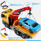 Dwi Dowellin Large Friction Powered Tow Truck Toy, Kids Rescue Crane Truck Gift for 2 3 4 5 6 Year Old Boys
