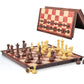 Simplewin 7.87 Inch Mini Magnetic Travel Chess Set, Walnut-Style - Small Portable Pocket Folding Chess Board Games, Ideal For Tr