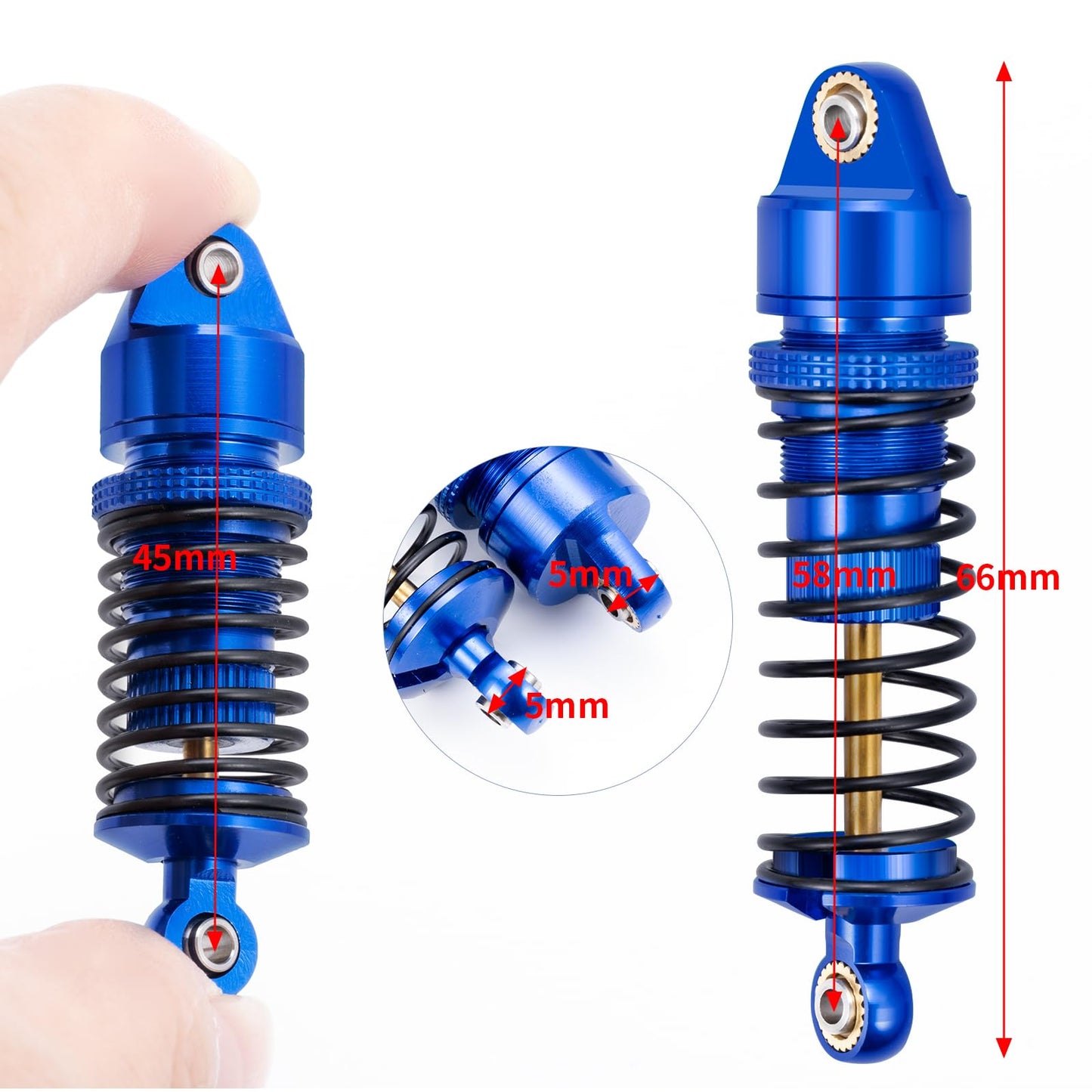 Brkrc Aluminum Front Rear Shocks Absorber Rc Damper For Arrma 1/18 Granite Typhon Mojave Grom Rc Crawler Upgrade (Blue)