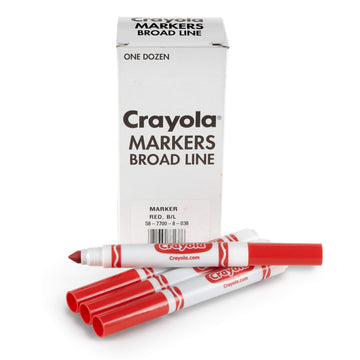 Crayola Broad Line Markers - Red (12Ct), Markers For Kids, Bulk School Supplies For Teachers, Nontoxic, Marker Refill With Reusable Box