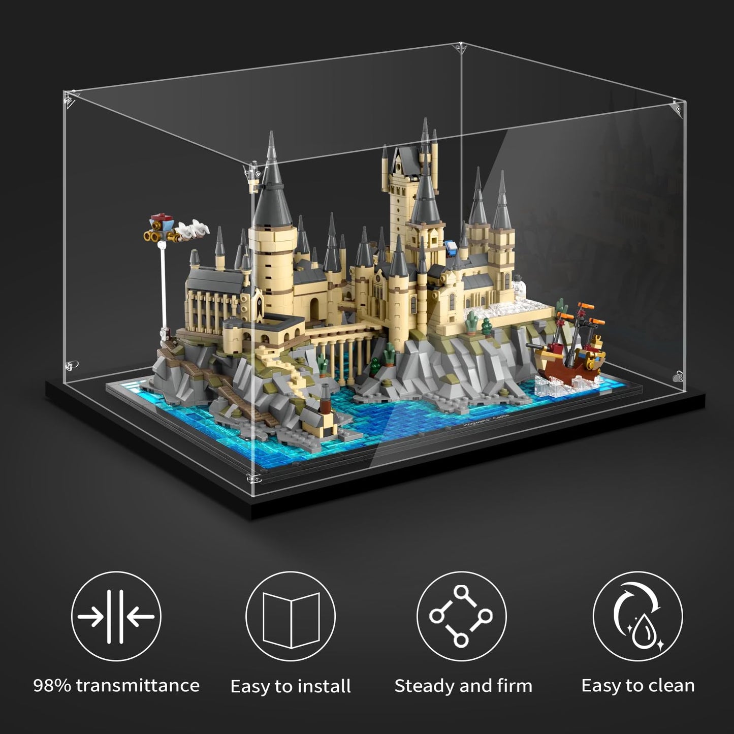 Lilikaka Acrylic Display Case For Lego 76419 Hogwarts Castle And Grounds, 14.17X11.02X9.441Inches (36X28X24Cm), Protect Your Col